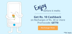  paytm Rs 10 cashback on Rs 30 recharge