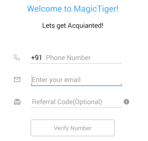 magictiger app register for a new account and earn Rs 50