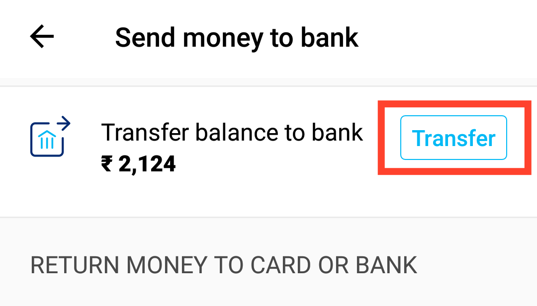 Paytm Transfer Money to Bank account for Free (Step 3)