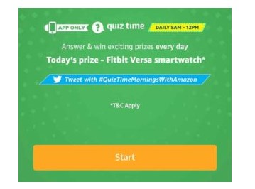Answers Added Amazon Quiz Answer and win a FitBit Versa