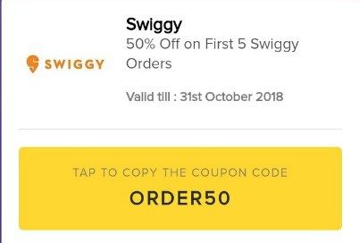 [NEW] Swiggy — 50% Off On First 5 Orders