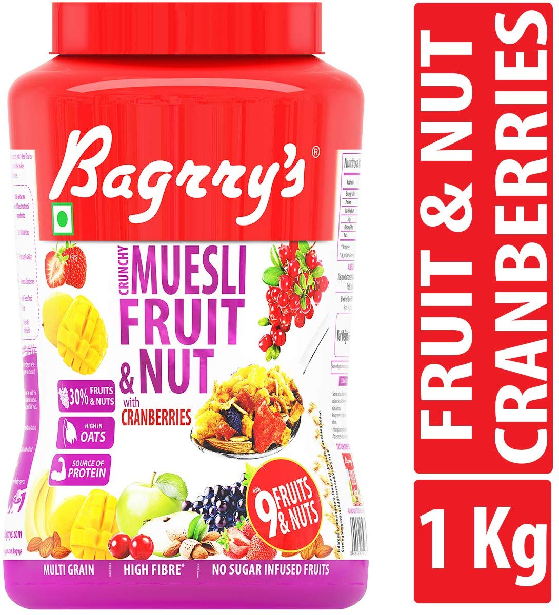 Amazon Buy Bagrry's Crunchy Muesli Fruit and Nut with Cranberries, 1