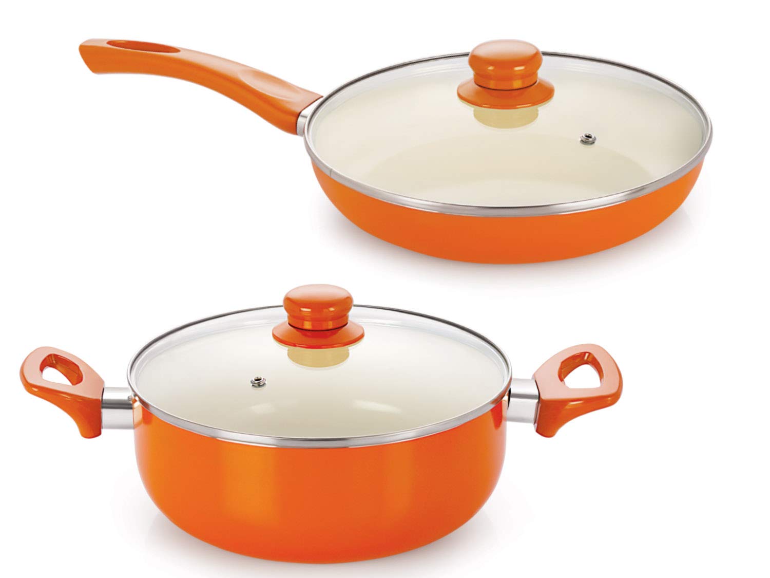 Amazon Buy Nirlon NonStick Ceramic Cookware Set, 2Pieces, Orange at