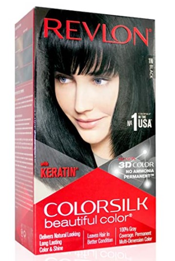 REVLON Color Silk 3D Color Gel Technology Hair Color with Keratin (Black 1N)