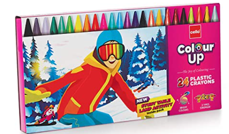 Cello ColourUp Plastic Crayons - Pack of 24 bright shades 