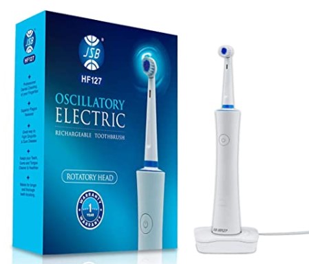 JSB HF127 Electric Power Toothbrush for Adults Rechargeable Waterproof with 2 Brush Heads