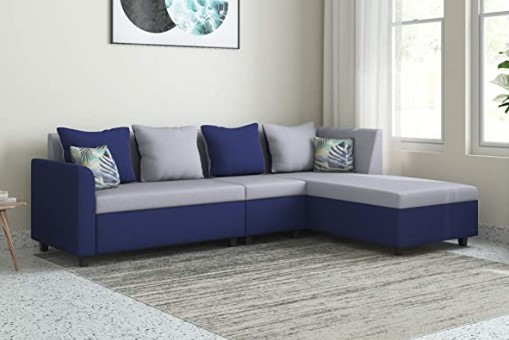 Amazon Brand - Solimo Magnolia Fabric 6 Seater RHS  L Shape Sofa