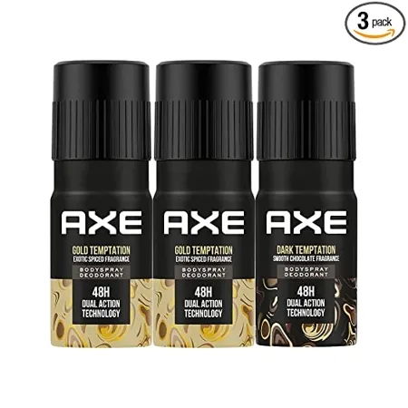 AXE Gold Temptation 150ml Pack of 2 and Dark Temptation 150ml and Deodorant 150 ml value pack of 3 for Men