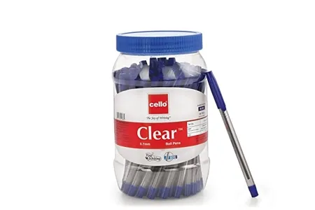 Cello Clear Blue Ball Pen Jar of 60 Units |Ball Pens Blue | Jar of 60 Units | Ball Pens Set for Students | Pens for Office Use | Ball Pens for Writing | Cello Pens