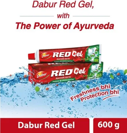 Dabur Red Ayurvedic Gel for Freshness Super Saver Pack Toothpaste 600 g Pack of 2 