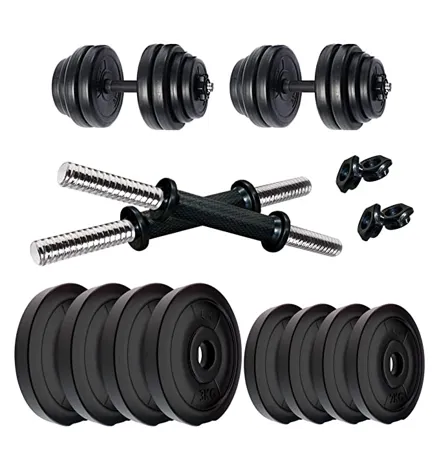 Kore PVC DM 4 40 Kg Black Black Red 3 IN 1 Convertible Dumbbells Set and Fitness Kit for Men and Women Whole Body Workout
