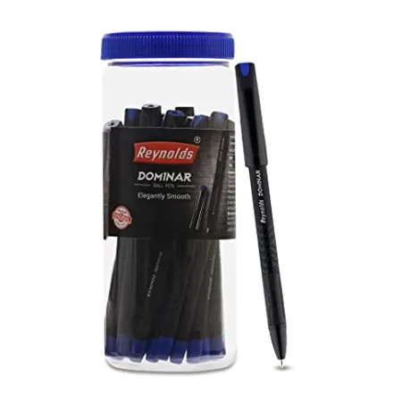 Reynolds DOMINAR BP 20 CT JAR   BLUE Ball Pen I Lightweight Ball Pen With Comfortable Grip for Extra Smooth Writing I School and Office Stationery