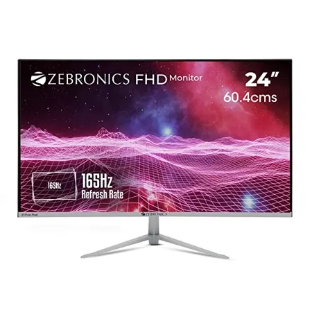 Zebronics Zeb A24FHD Slim Gaming LED Monitor with 60 4cm 24 Wide Screen Full HD 1920x1080 165Hz Refresh Rate Display Port HDMI 300cd m Brightness USB Built in Speaker and Wall mountable
