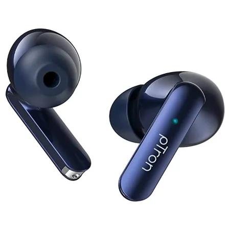 pTron Bassbuds Duo in Ear Earbuds with 32Hrs Total Playtime, Bluetooth 5.1 Wireless, Stereo Audio, Touch Control TWS, with Mic, Type C Fast Charging, IPX4 & Voice Assistance (Blue)