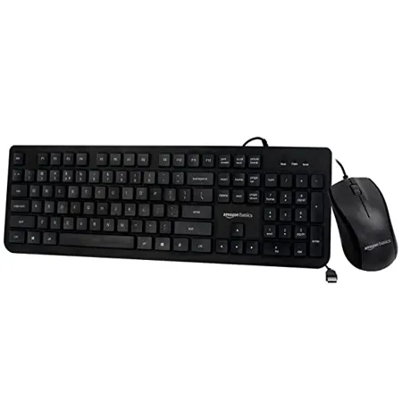 Amazon Basics Wired Keyboard and Optical Mouse Combo for Windows USB 2 0 Interface for Gaming PC Computer Laptop Mac Black 