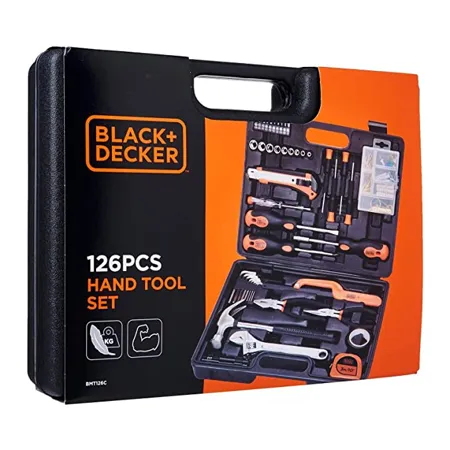 BLACK DECKER BMT126C Compact Hand Tool Kit 126 Piece for Household DIY Emergency Maintenance 6 Months Warranty