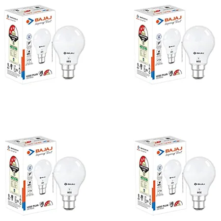 Bajaj 830418 Pk4 Plus LED Lamp 9W Cool Daylight B22 Pack of 4 White Medium 