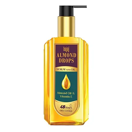 Bajaj Almond Drops Serum with Oil for Hair 100ml with Almond Oil Vitamin E Provides Long lasting Frizz Control For 3x Softer Hair