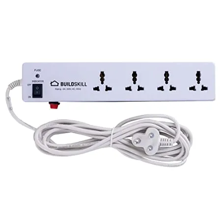 Buildskill Heavy Duty 240 Volts 4 Socket Extension Boards White 