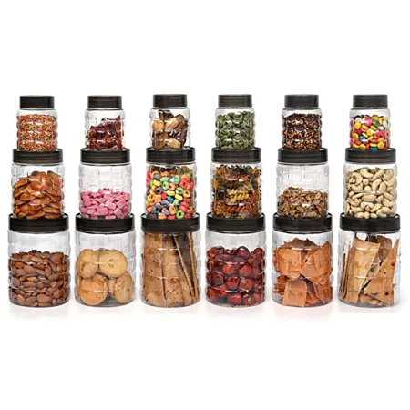 Cello Checkers Plastic PET Canister Set 18 Pieces Clear