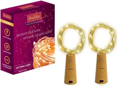 Desidiya Bottle Lights with Cork Mini Copper Wire 20 LED Battery Operated String Decorative Fairy Lights Pack of 2 Warm White 