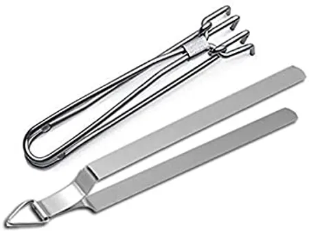 Dynore Stainless Steel Chapati Roti Chimta with Pakkad Utensil Holder 1 Ounce DS 1076 