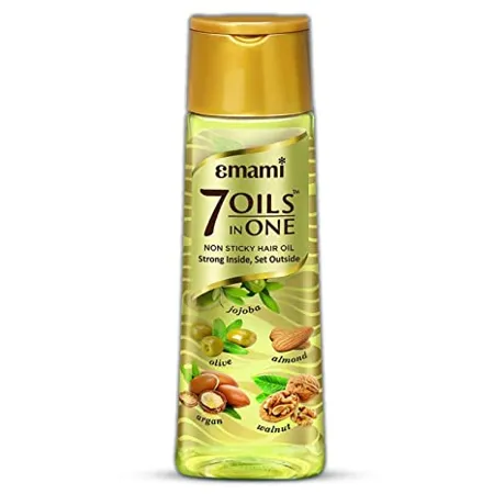 Emami 7 Oils In One Non Sticky Non Greasy Hair Oil 20 Times Stronger Hair Nourishes Scalp Free of Sulphates Parabens and Chemicals With Goodness of Almond Oil Coconut Oil Argan Oil and Amla Oil 500ml