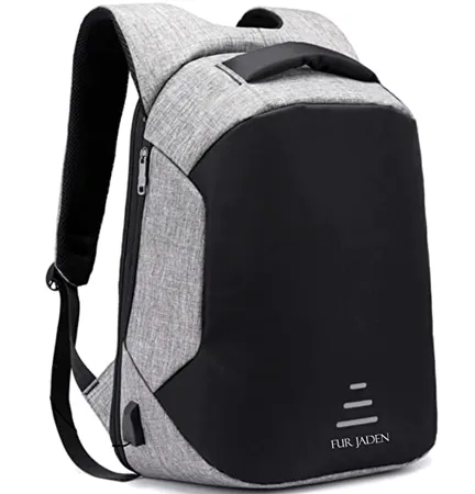 Fur Jaden 20L Grey Anti Theft Bag 15 6 Inch Laptop Backpack with USB Charging Port