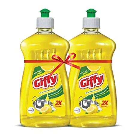 Giffy Lemon Active Salt Concentrated Dish Wash Gel 500ml Pack of 4 Yellow