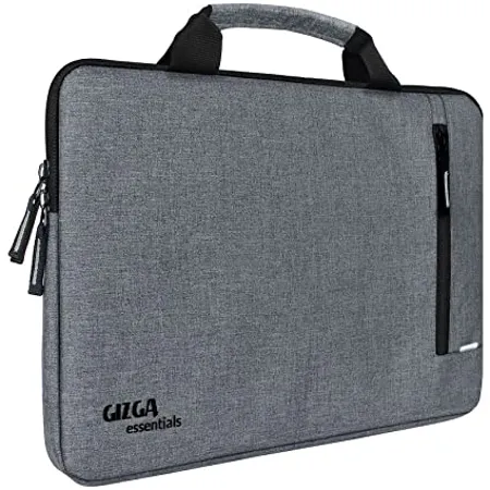 Gizga Essentials Laptop Bag Sleeve Case Cover Pouch with Handle for 15 6 Inch Laptop for Men Women Padded Laptop Compartment Premium Zipper Closure Water Repellent Nylon Fabric Grey