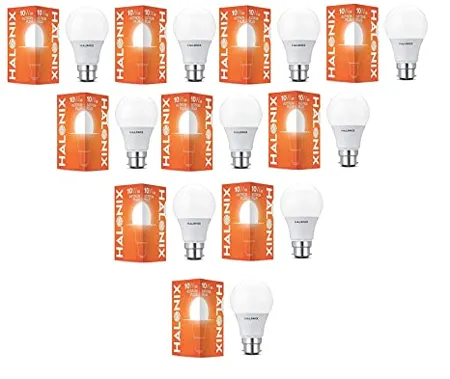 Halonix 10 Watt B22 LED Cool Day Light Bulb Pack of 10 White