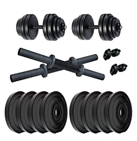 Kore PVC 20 100 Kg Home Gym Set with One 5 Ft Plain One 3 Ft Curl and One Pair Dumbbell Rods