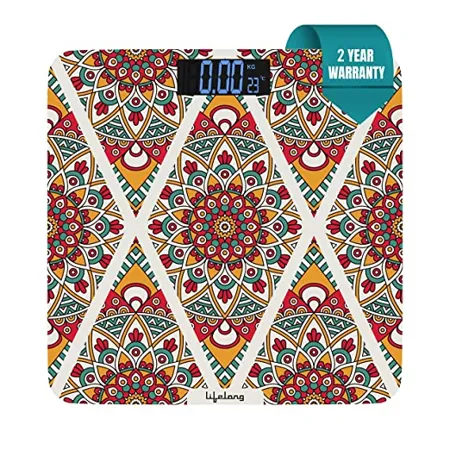 Lifelong Bloom LLWS54 Body Weighing Scale Indian Cultural Series Rajasthan Rural Digital Weight Machine for Body Weight Thick Tempered Glass with LCD Display Bathroom Weighing Scale Multicolor 
