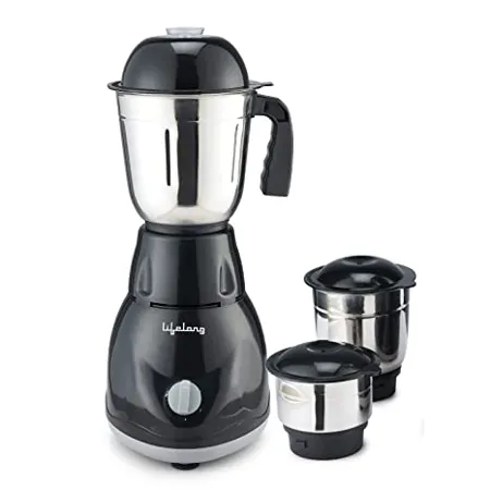 Lifelong LLMG23 Power Pro 500 Watt Mixer Grinder with 3 Jars Liquidizing Wet Grinding and Chutney Jar Stainless Steel blades 1 Year Warranty Black 
