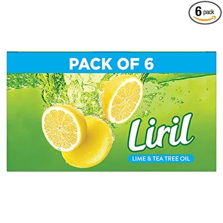 Liril Lemon Tea Tree Natural Bathing Soap for Body 125 g Combo Pack of 6 Refreshing Bath Soap Bar for Men Women Sulphate Free Paraben Free