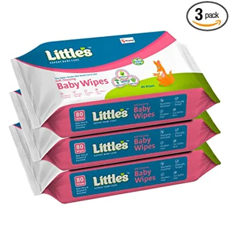 Little s Soft Cleansing Baby Wipes with Aloe Vera Jojoba Oil and Vitamin E 80 wipes pack of 3