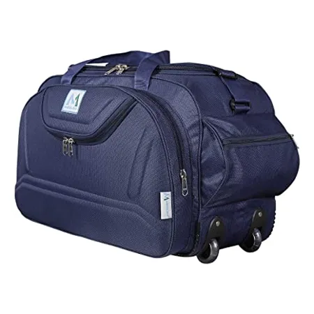 M MEDLER Epoch Nylon 55 litres Waterproof Strolley Duffle Bag 2 Wheels Luggage Bag Navy Blue 