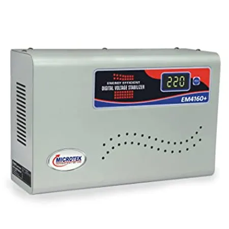 Microtek EM4160 Automatic Voltage Stabilizer for AC up to 1 5 ton 160V 285V Metallic Grey Digital Display Wall Mounted