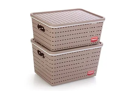 Nayasa Gloria 2 Piece Plastic Basket Big1 Medium 1 Beige
