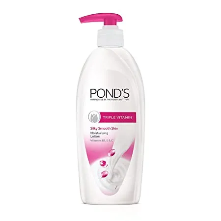 POND S Men s Women s Silky Smooth Skin Triple Vitamin Moisturizing Body Lotion Cream with Vitamins B3 E C 10 Layer Deep Action 24 Hour Moisturisation 600ml