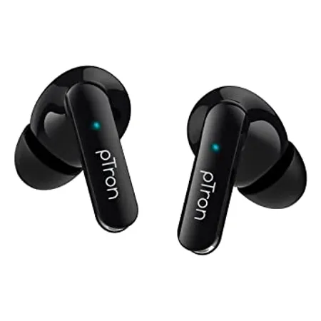 PTron Bassbuds Duo Bluetooth Truly Wireless in Ear Earbuds with Mic with 32Hrs Total Playtime 5 1 Stereo Audio Touch Control TWS Type C Fast Charging IPX4 Voice Assistance Black 