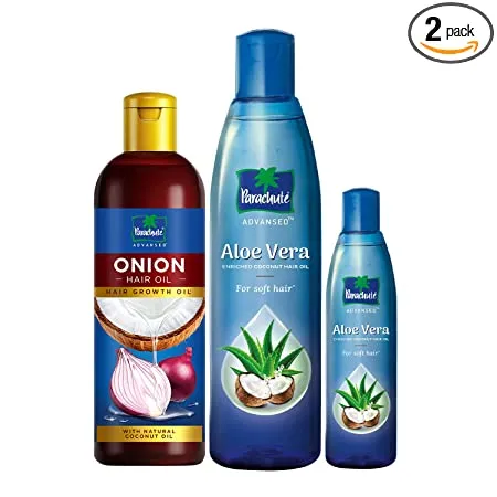 Parachute Advansed Aloe Vera Enriched Coconut Hair Oil For Soft and Strong Hair 250ml 75ml Pack Onion Hair Oil Hair Growth Oil Reduces hairfall 200ml