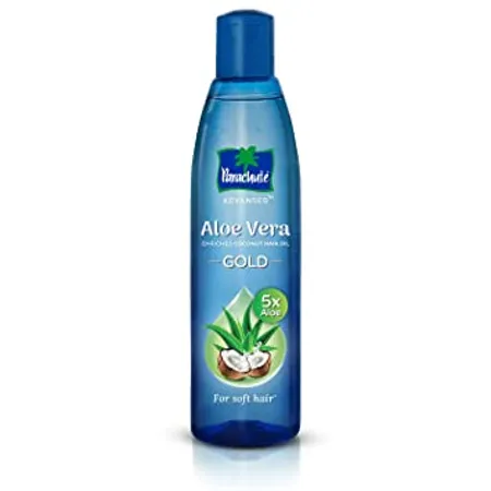 Parachute Advansed Aloe Vera Enriched Coconut Hair Oil GOLD 5X Aloe Vera with Coconut Oil Makes hair Sooperr soft 400ml Clear