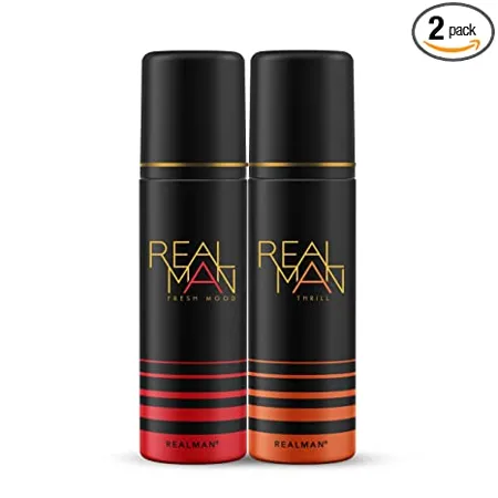 Real Man Thrill Fresh Mood Deodorant Strong Men s Body Spray Long Lasting Fragrance 200ml Each Pack of 2 
