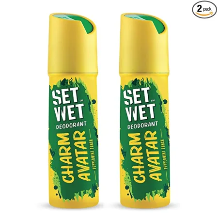 SET WET Deodorant For Men Charm Avatar Peppermint Punch 150ml Pack of 2 