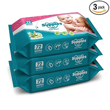 Supples Baby Wet Wipes with Aloe Vera and Vitamin E 72 Wipes Pack Pack of 3 