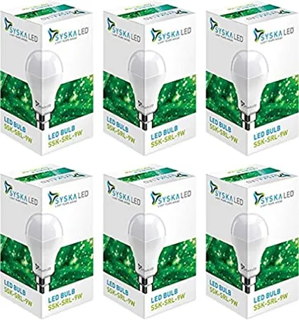 Syska SSK SRL 9W Base B22 9 Watt LED Bulb Pack of 6 Cool Day Light 