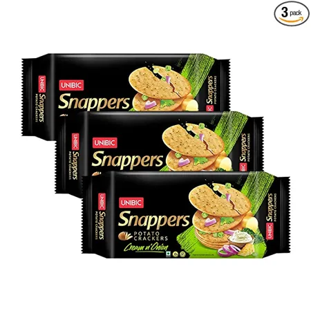 UNIBIC Snappers Potato Crackers Cream Onion Pack of 3 900gm