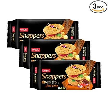 UNIBIC Snappers Potato Crackers Indi Spice Pack of 3 900gm