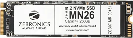 ZEBRONICS ZEB MN26 256GB M 2 NVMe Solid State Drive SSD with 1900MB s Read Speed PCIe Gen 3 0 Next Level Performance Ultra Low Power Consumption Thermal Management and Silent Operation 